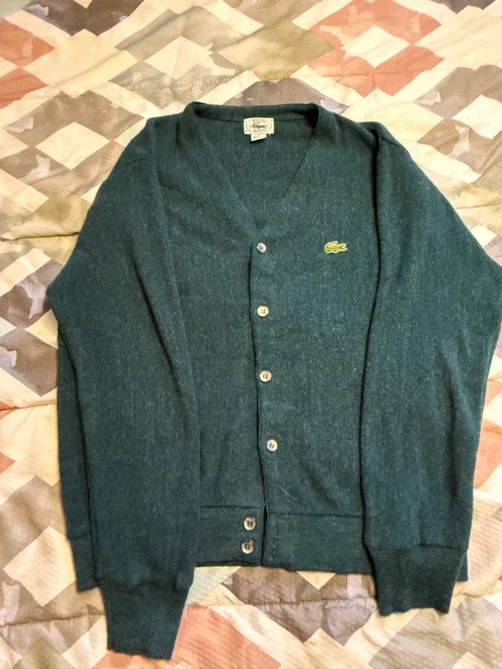 Izod Men's Dark Green V-Neck Button Cardigan